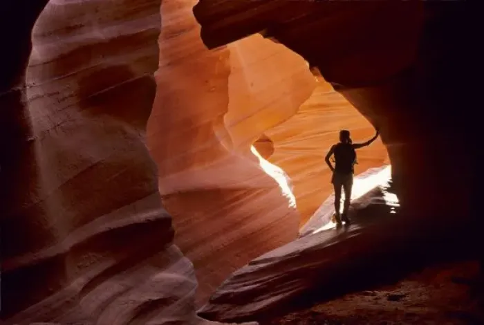 Framed Print : Hiking in the Corkscrew section of Antelope Canyon on the Navajo Nation in northern Arizona Framed Print : Hiking in the Corkscrew section of Antelope Canyon on the Navajo Nation in northern Arizona