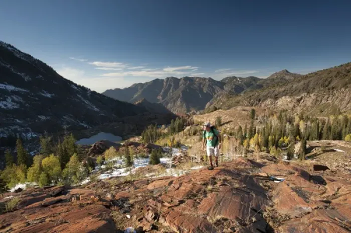 Framed Print : Hiking above Lake Lillian and Florence, Uintah-Wasatch -Cache National Forest, Lake Blanche Trail