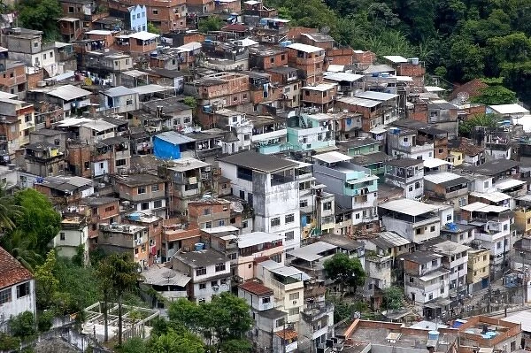 Hillside favela in Rio de Janeiro, Brazil. These slums are home to thousands of people