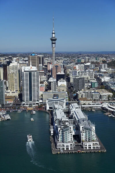 Hilton Hotel, Sky Tower, and Auckland waterfront, Auckland, North Island, New Zealand