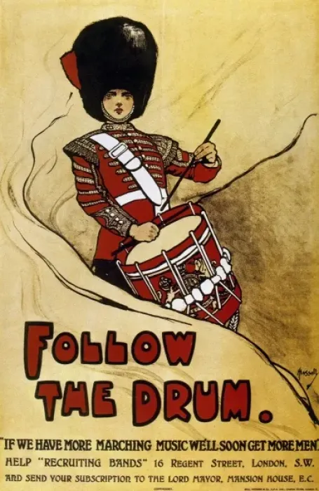 Framed Print : Historic. World War I (1914-1918). Poster Follow the Drum, by John Hassal 