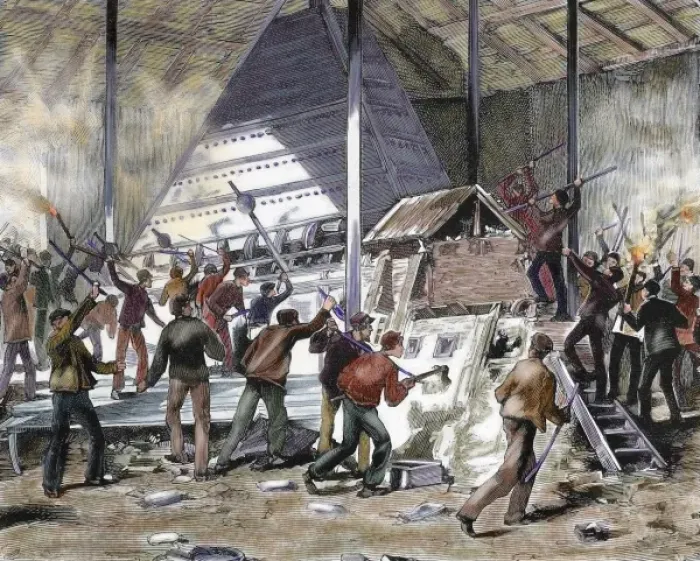 Framed Print : Historic. Workers strike in Jumet (Belgium) on 26 March 1886