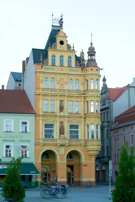 Framed Print : historic district, Czech Republic, Ceske Budejovice