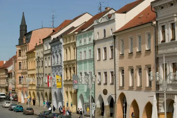 Framed Print : historic district, Czech Republic, Ceske Budejovice