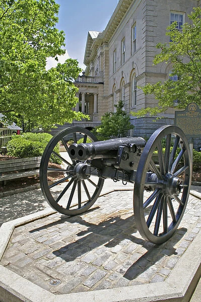 Historic double-barreled civil war cannon downtown Athens Georgia