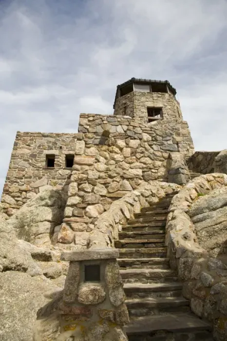 Framed Print : The historic Fire Lookout Tower at the summit of Harney Peak in the Black Hills of Framed Print : The historic Fire Lookout Tower at the summit of Harney Peak in the Black Hills of