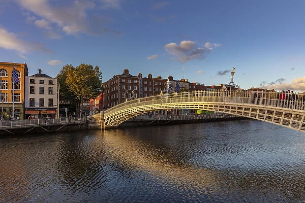 Historic Ha penny walking bridge over the River Liffey in Dublin, Ireland