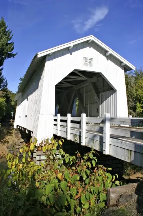 Framed Print : Historic Hoffman Covered bridge near Albany Oregon