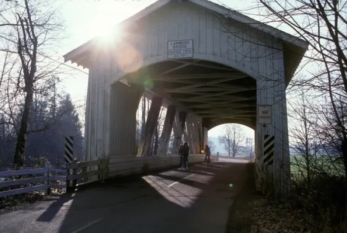 Framed Print : The historic Larwood bridge, one of the last usable wood covered bridges in Lane County Framed Print : The historic Larwood bridge, one of the last usable wood covered bridges in Lane County