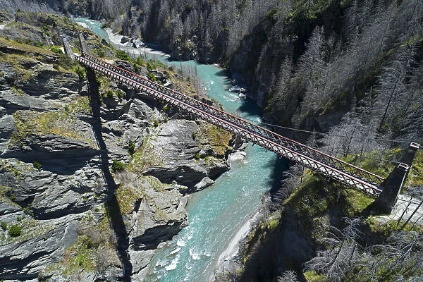 Historic Skippers Suspension Bridge (1901), above Shotover River, Skippers Canyon
