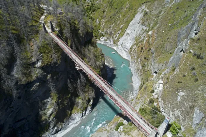 Framed Print : Historic Skippers Suspension Bridge (1901), above Shotover River, Skippers Canyon