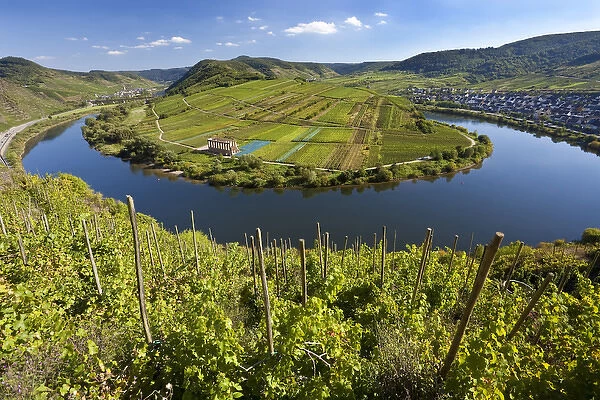 The historic village of Bremm is on a horseshoe bend in the river the Mosel Bend
