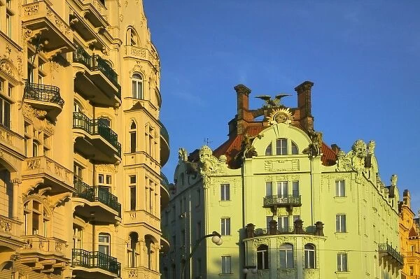 Historical buildings along the Vltava River, Prague, Czech Republic