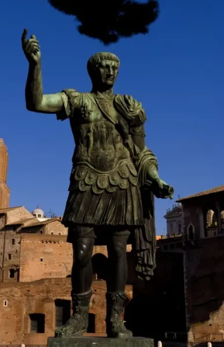 Framed Print : Historical Caesar bronze statue in Roman Forum in center of Rome Roma Italy Europe