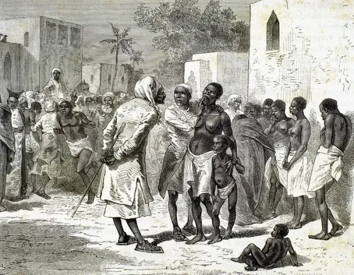 Framed Print : HISTORY OF AFRICA. Slave market in Zanzibar. Engraving by Hildibrand. 1882 Framed Print : HISTORY OF AFRICA. Slave market in Zanzibar. Engraving by Hildibrand. 1882