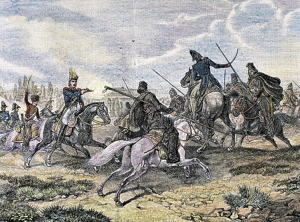 History of the Napoleonic Empire (XVIII century). Napoleonic Wars. Fightt between french troops