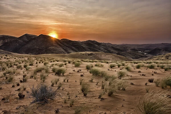 Hoarusib Valley, Namibia. The desert at sunset
