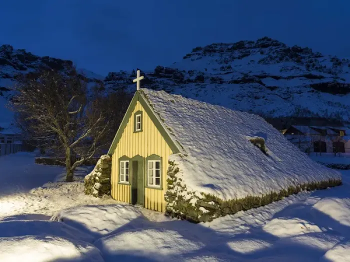 Framed Print : Hofskirkja, the historic church of village Hof near Vatnajoekull NP during winter Framed Print : Hofskirkja, the historic church of village Hof near Vatnajoekull NP during winter