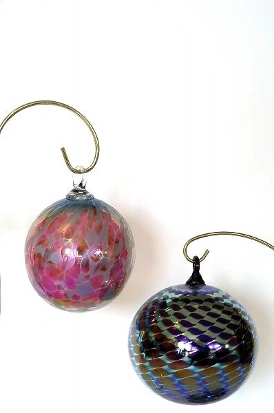 Holiday still life. Hand blown glass Christmas ornaments. Property released