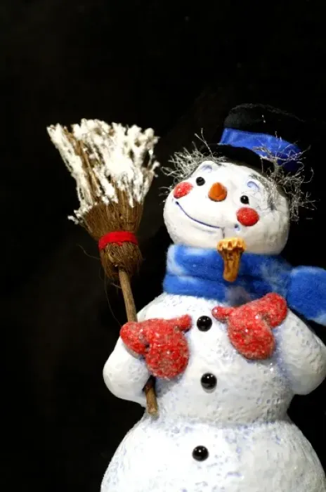 Framed Print : Holiday Still Life, Simpich Caracter Doll Burr Tholomew the Snowman. Property Released