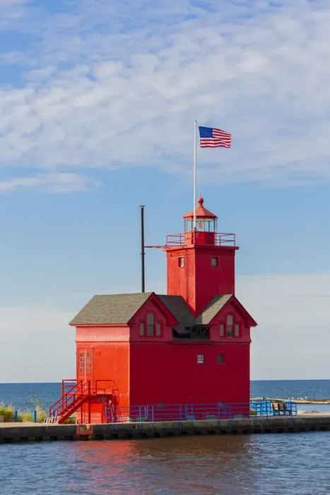Framed Print : Holland Lighthouse (Big Red) on Lake Michigan, Holland, Michigan