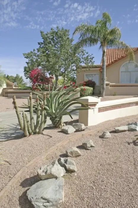 Framed Print : Home drought tolerant landscaping Phoenix, Arizona Framed Print : Home drought tolerant landscaping Phoenix, Arizona