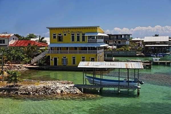 Home along the shore on Utila in Honduras