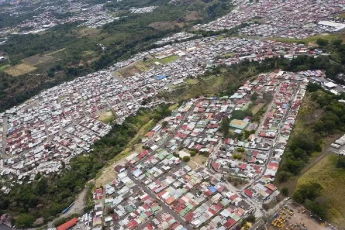 Framed Print : Homes in a densely populated neighborhood of San Jose, Costa Rica as seen from above Framed Print : Homes in a densely populated neighborhood of San Jose, Costa Rica as seen from above