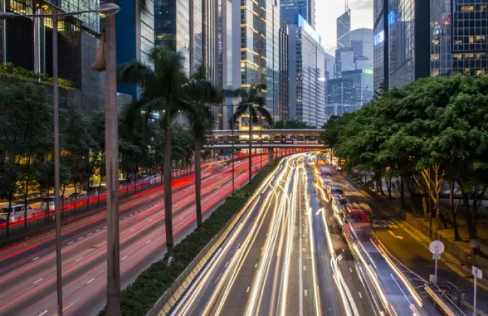 Framed Print : Hong Kong China downtown twilight traffic in Gloucester Road at night with cars streaking Framed Print : Hong Kong China downtown twilight traffic in Gloucester Road at night with cars streaking
