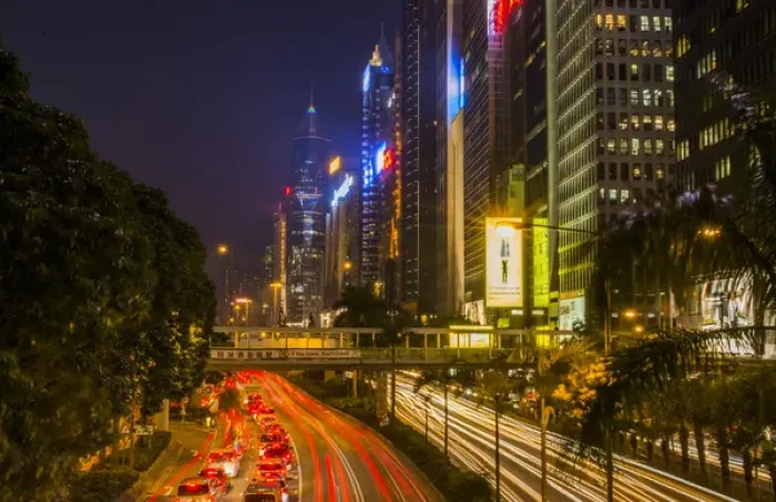 Framed Print : Hong Kong China downtown twilight traffic in Gloucester Road at night with cars streaking Framed Print : Hong Kong China downtown twilight traffic in Gloucester Road at night with cars streaking