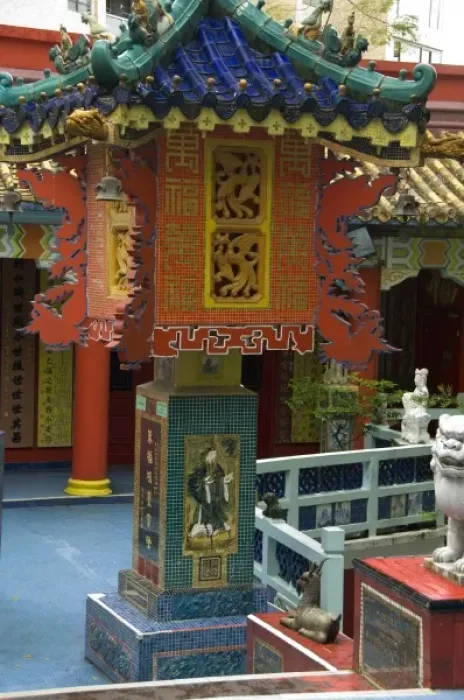 Framed Print : Hong Kong, Hong Kong Island. Goddess of Mercy temple at Repulse Bay, ornate pagoda