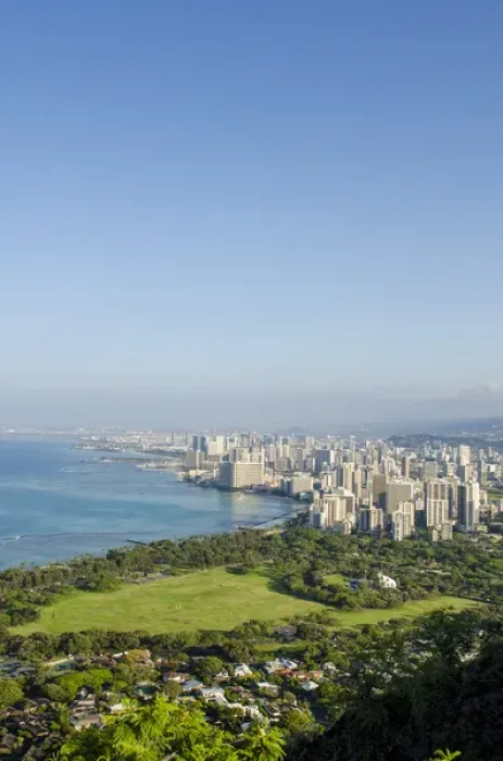 Framed Print : Honolulu from atop Diamond Head State Monument (Leahi Crater), Honolulu, Oahu, Hawaii
