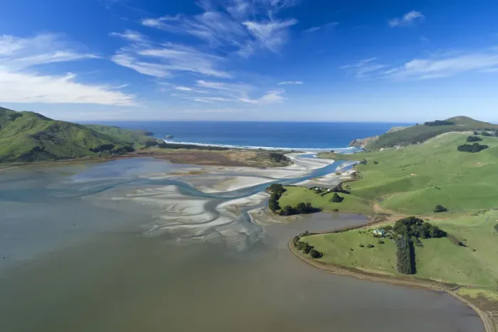 Framed Print : Hoopers Inlet, Otago Peninsula, Dunedin, South Island, New Zealand - drone aerial Framed Print : Hoopers Inlet, Otago Peninsula, Dunedin, South Island, New Zealand - drone aerial