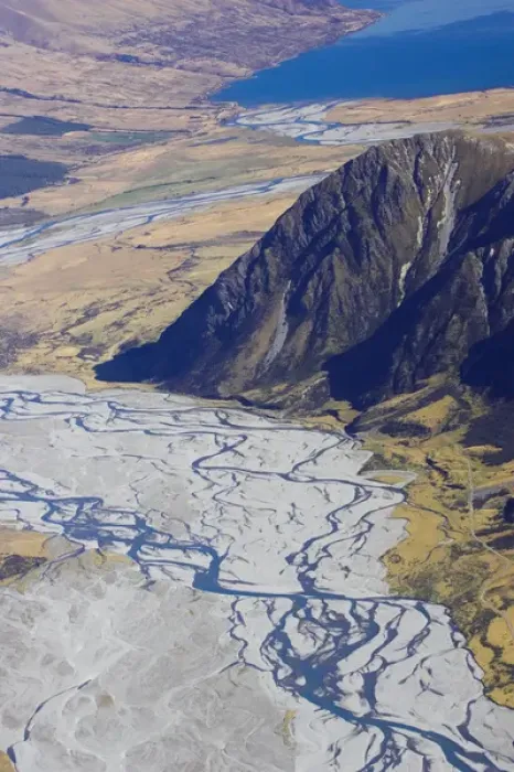 Framed Print : Hopkins River and Ram Hill, near Lake Ohau, South Island, New Zealand - aerial Framed Print : Hopkins River and Ram Hill, near Lake Ohau, South Island, New Zealand - aerial
