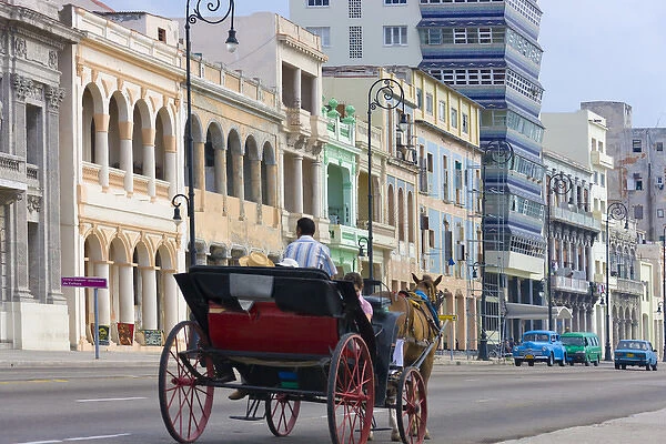 Horse carriage on the street, Havana, UNESCO World Heritage site, Cuba