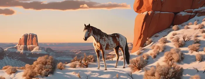 Framed Print : Horse and desert formations. Illustration-style. (AI Generated) Framed Print : Horse and desert formations. Illustration-style. (AI Generated)