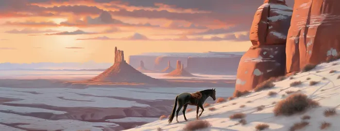 Framed Print : Horse and desert formations. Illustration-style. (AI Generated) Framed Print : Horse and desert formations. Illustration-style. (AI Generated)