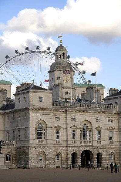Horse Guards and the London Eye in London, England