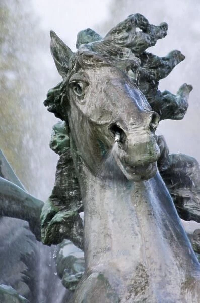 A horses head at the Monument aux Girondins sculpture and fountain on the Esplanade