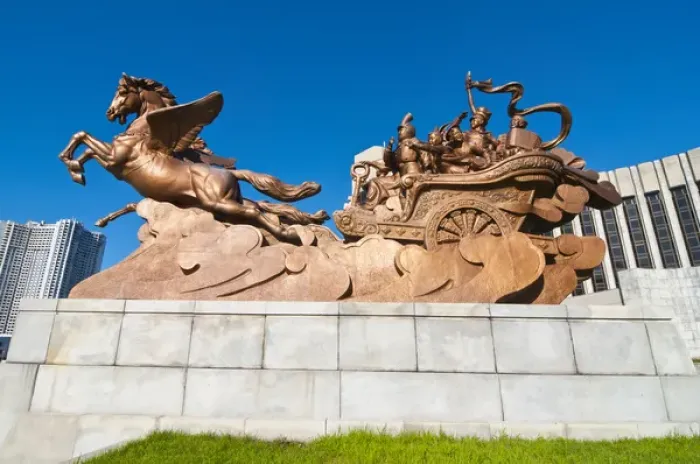 Framed Print : Horsestatue before the Childrena's palace, Pyongyang, North Korea Framed Print : Horsestatue before the Childrena's palace, Pyongyang, North Korea