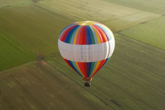 Framed Print : Hot-air Balloon, near Methven, Canterbury Plains, South Island, New Zealand - aerial Framed Print : Hot-air Balloon, near Methven, Canterbury Plains, South Island, New Zealand - aerial