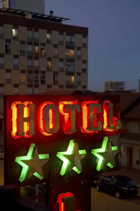 Framed Print : Hotel neon sign at Necochea, Argentina
