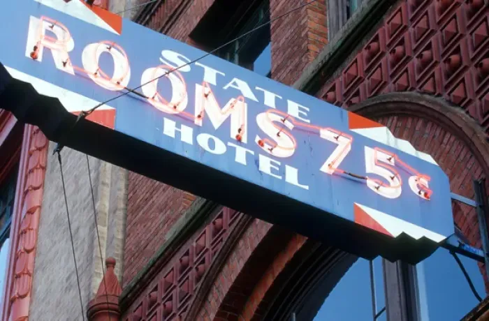 Framed Print : Hotel; sign; historic; Pioneer Square; Seattle, Washington; neon; architecture Framed Print : Hotel; sign; historic; Pioneer Square; Seattle, Washington; neon; architecture