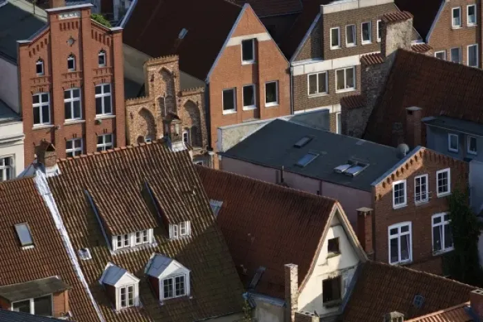 Framed Print : Houses in old neighborhood of Lubeck, Schleswig-Holstein, Germany