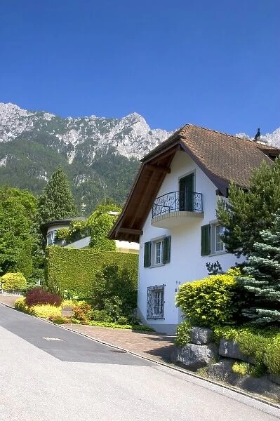 Housing in Lichtenstein with the Swiss Alps in the background
