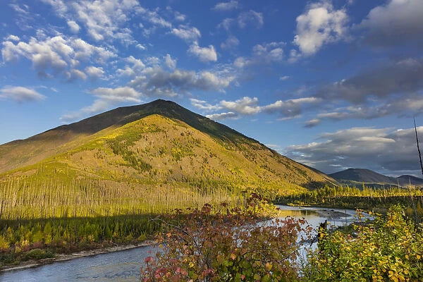 Huckleberry Mountain and The North Fork of the Flathead River in early autumn in