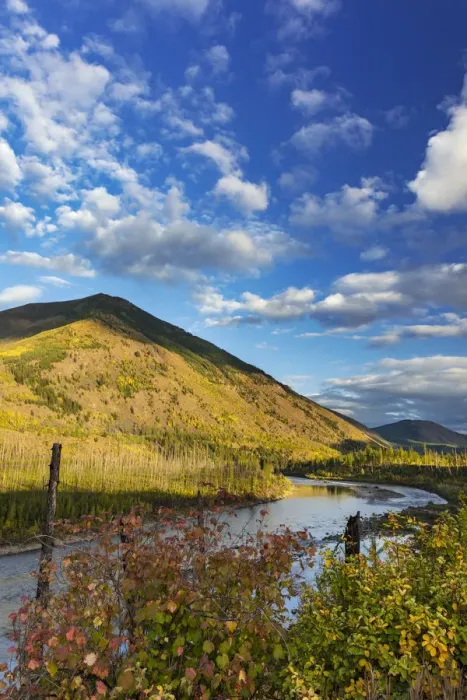 Framed Print : Huckleberry Mountain and The North Fork of the Flathead River in early autumn in Framed Print : Huckleberry Mountain and The North Fork of the Flathead River in early autumn in