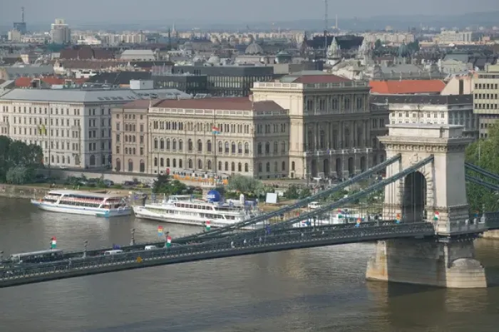 Framed Print : HUNGARY-Budapest: Buda / Castle Hill View of- Danube River, Szechenyi (Chain) Framed Print : HUNGARY-Budapest: Buda / Castle Hill View of- Danube River, Szechenyi (Chain)