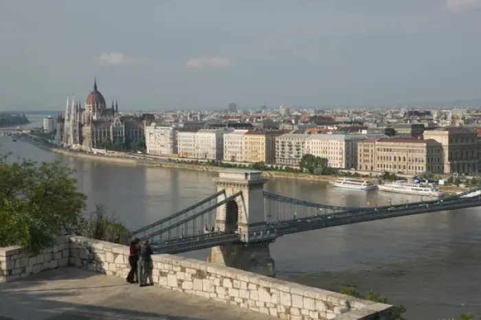 Framed Print : HUNGARY-Budapest: Buda / Castle Hill View of- Danube River, Szechenyi (Chain) Framed Print : HUNGARY-Budapest: Buda / Castle Hill View of- Danube River, Szechenyi (Chain)