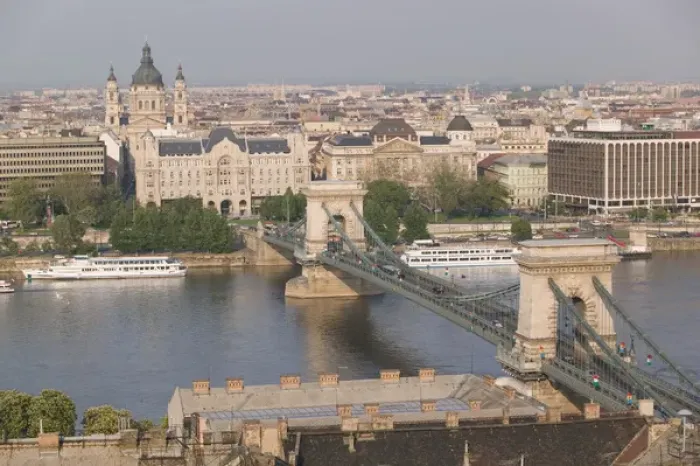 Framed Print : HUNGARY-Budapest: Buda  /  Castle Hill View of- Danube River & Szechnyi (Chain)